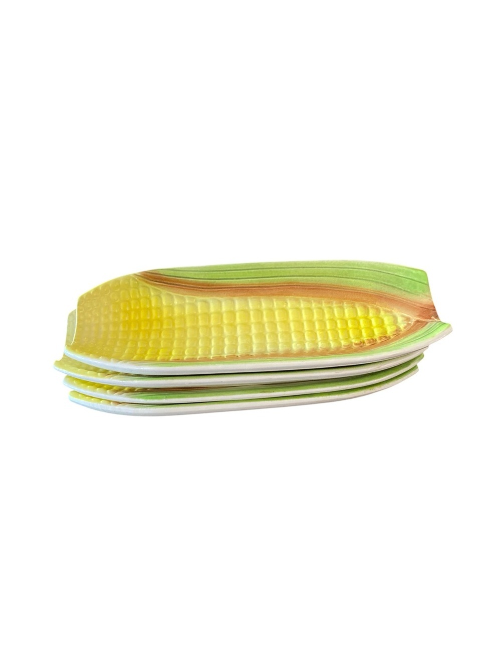Vintage Ceramic Corn on the Cob Dish Set whimsical 60s 70s dining Handmade